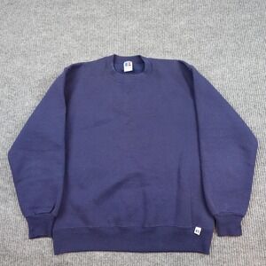 Vintage Russell Athletic Sweatshirt Mens Large Blue Blank Crewneck Pullover USA